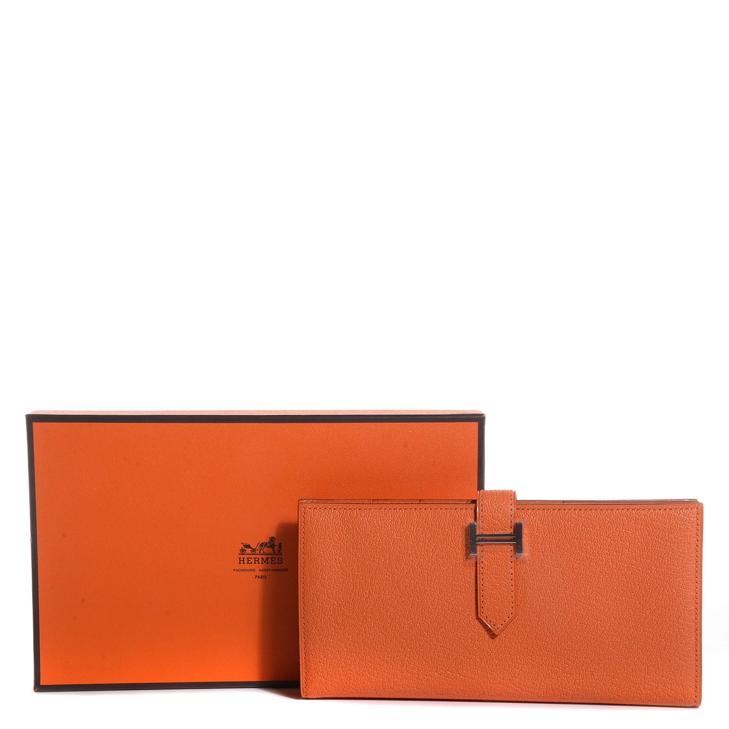 Hermes Chevre Mysore Bearn Wallet Orange 10 of 10