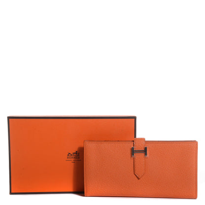 Hermes Chevre Mysore Bearn Wallet Orange 10 of 10