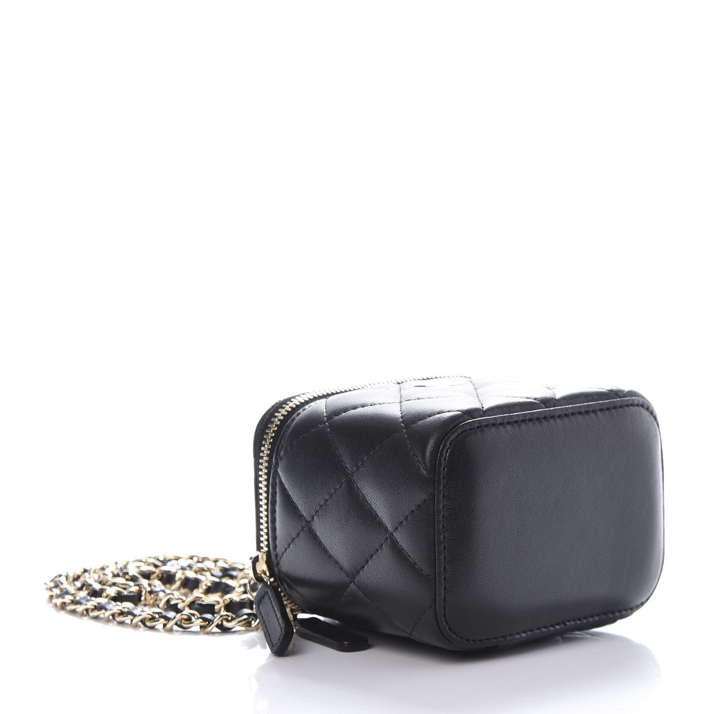 Lambskin Quilted Mini Vanity Case With Chain Black