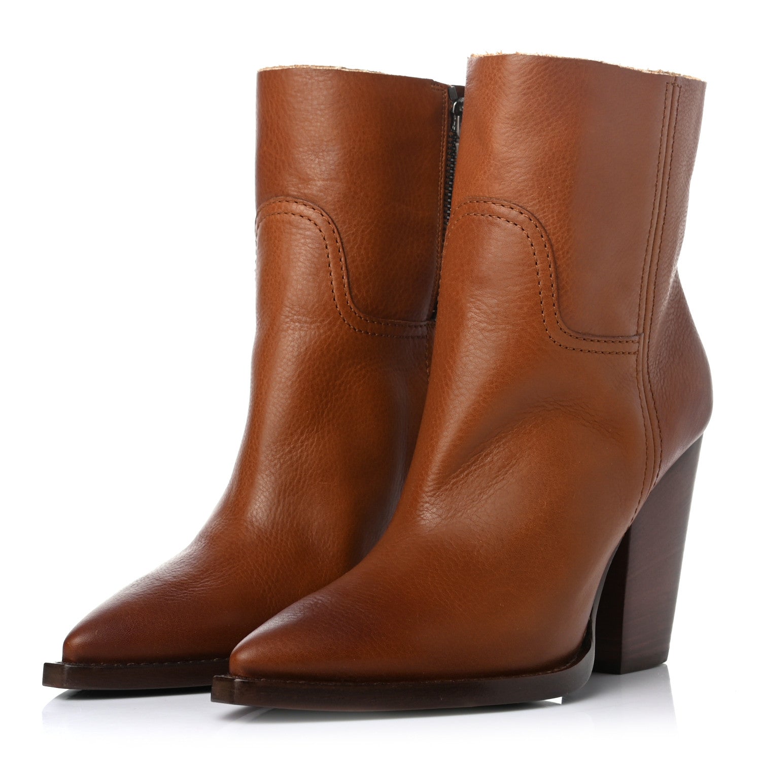 Saint Laurent Calfskin Theo 95 Zip Boot 37 Cuoio 3 of 9