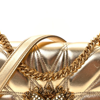 Dolce & Gabbana Metallic Nappa Quilted Medium Devotion Crossbody Bag Gold 13 of 17