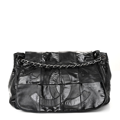 Chanel Lambskin Patent Calfskin Brooklyn Patchwork Accordion Flap Black 1 of 12