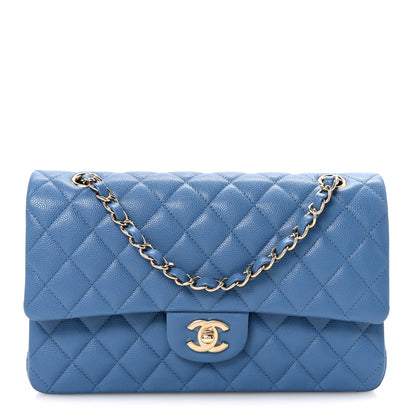Chanel Caviar Quilted Medium Double Flap Blue 2 of 21