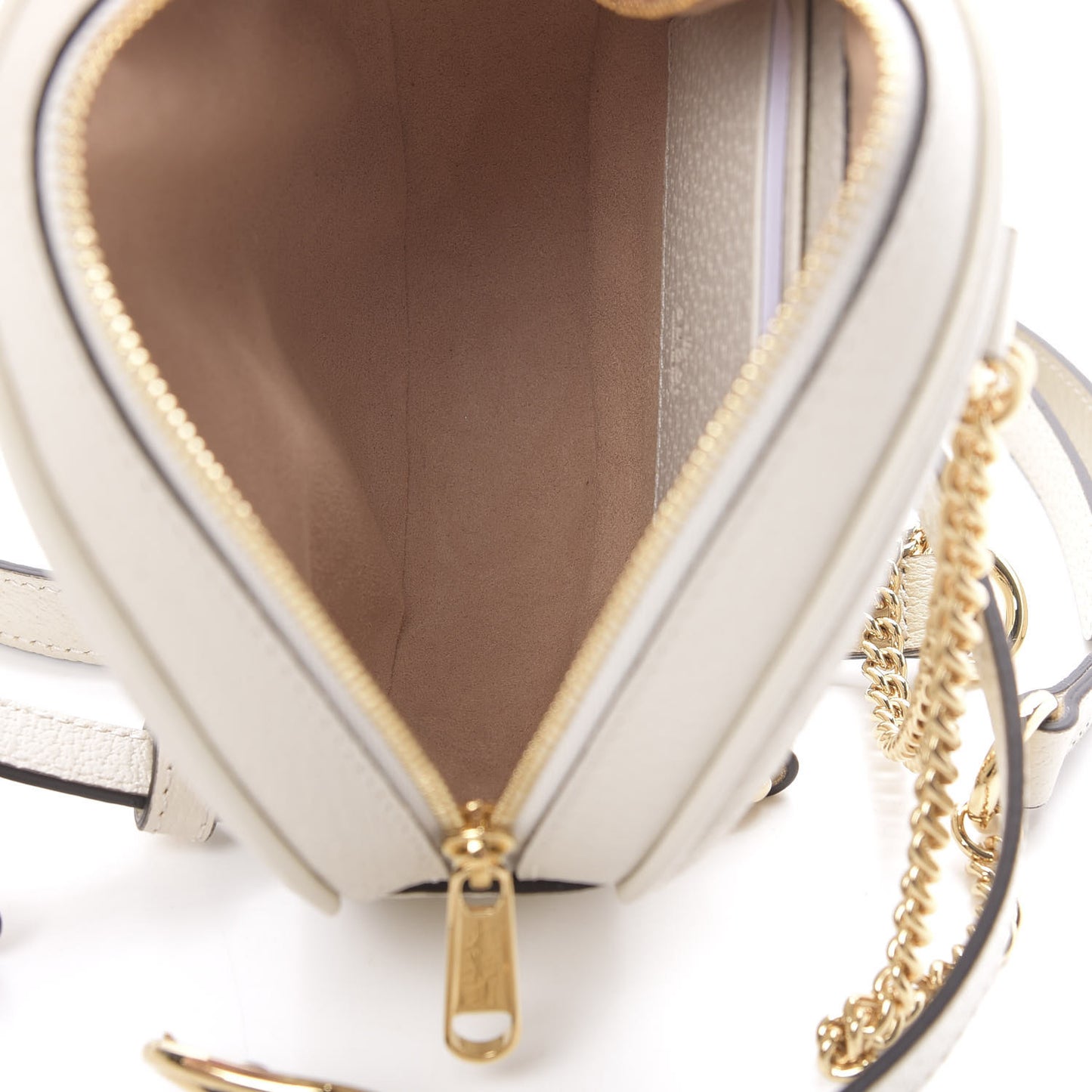 Textured Calfskin Web Mini Ophidia Round Backpack Mystic White