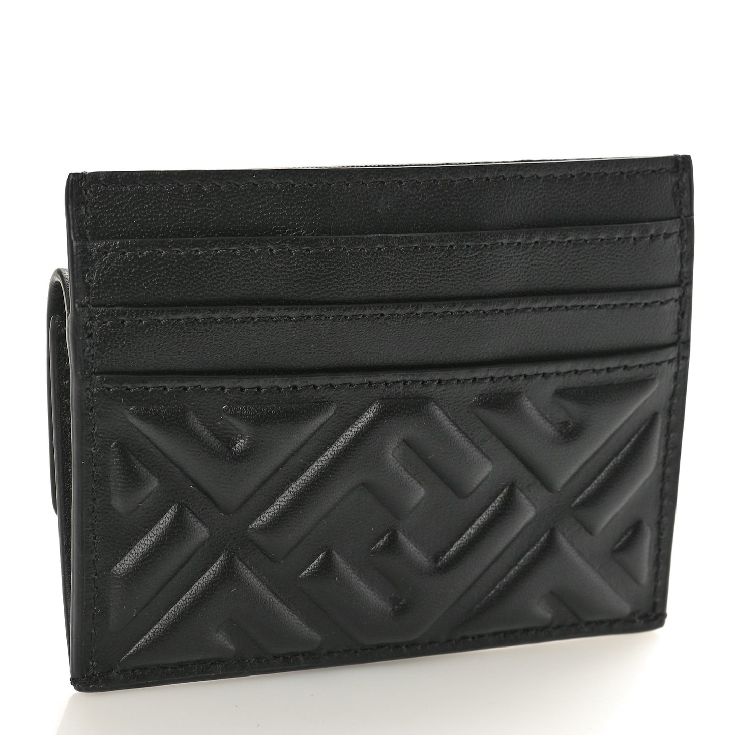 Nappa Matisse FF Diagonal Embossed Fold Over Card Holder Wallet Black