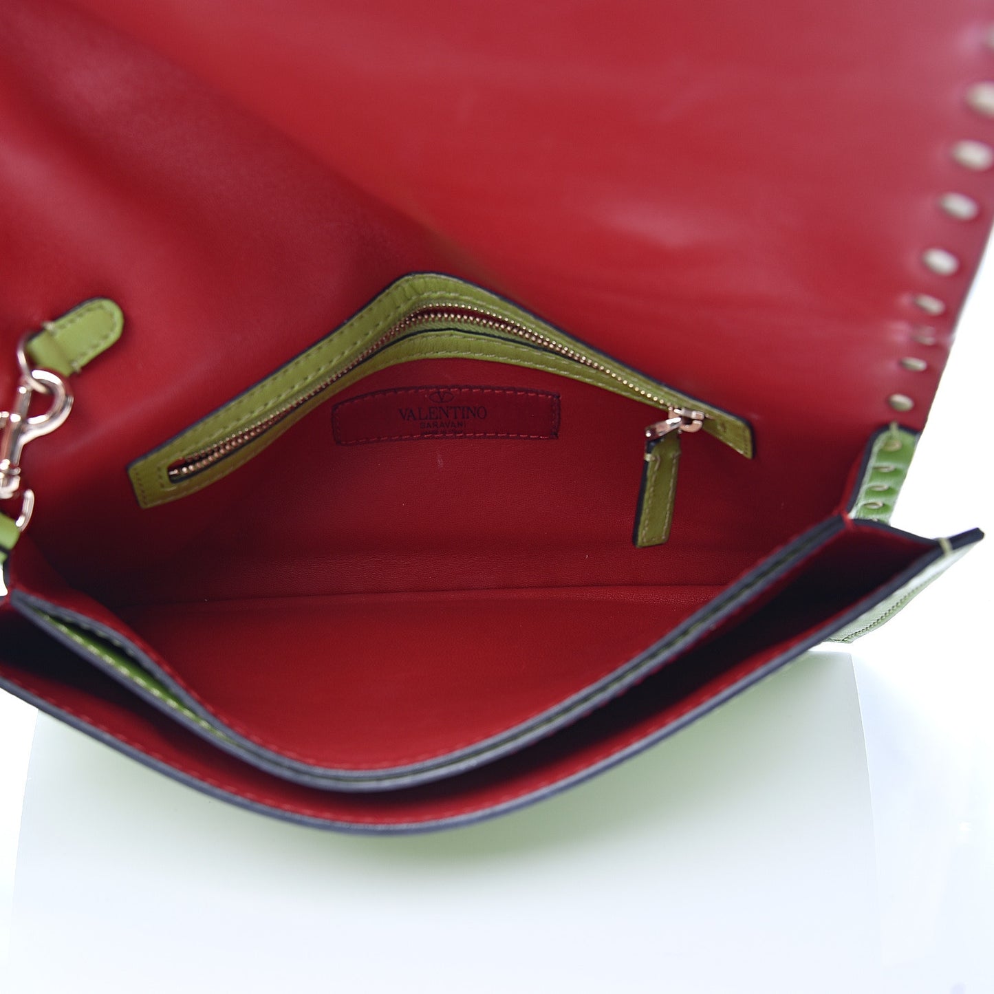 Nappa Rockstud Wristlet Clutch Pop Apple