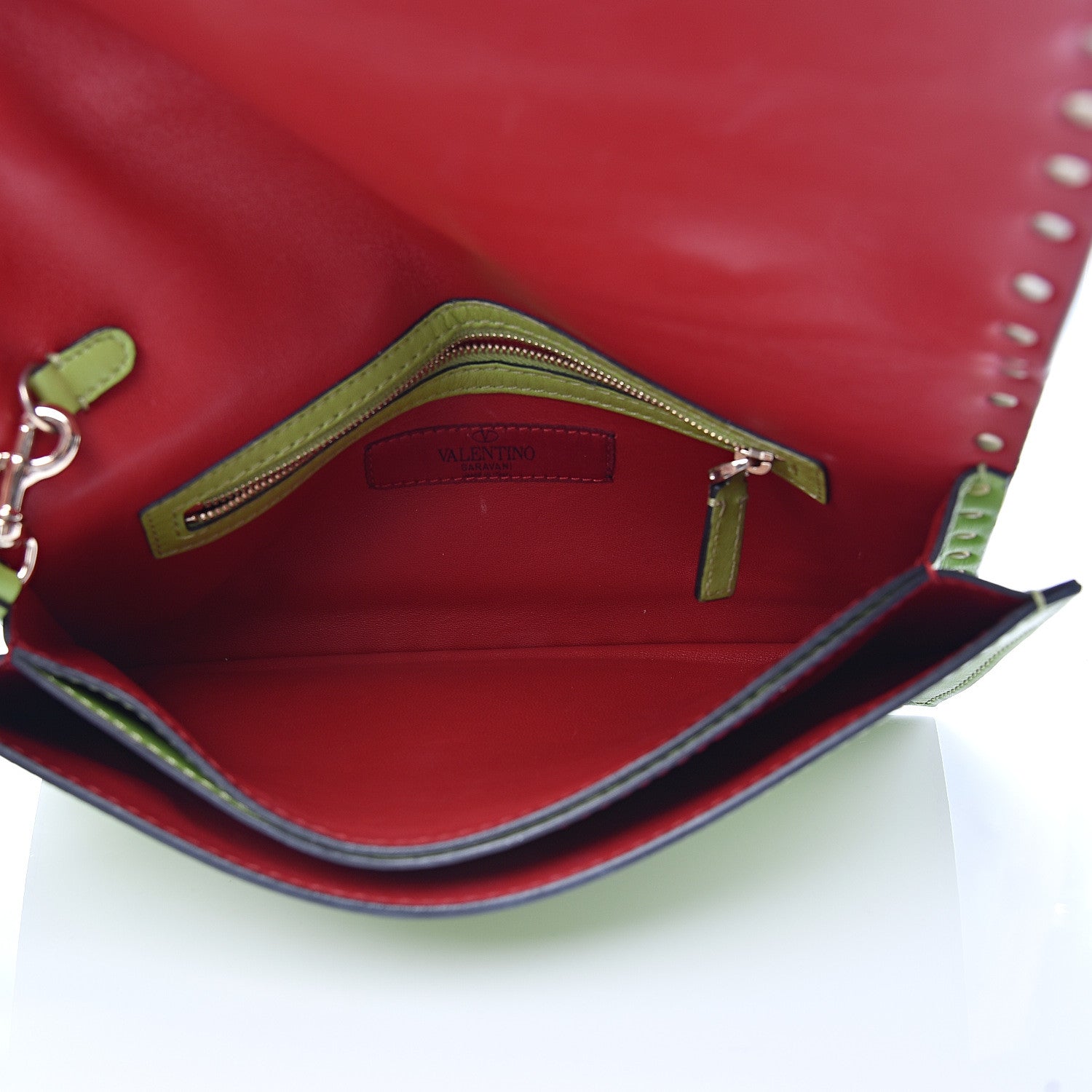 Valentino Garavani Nappa Rockstud Wristlet Clutch Pop Apple 4 of 9