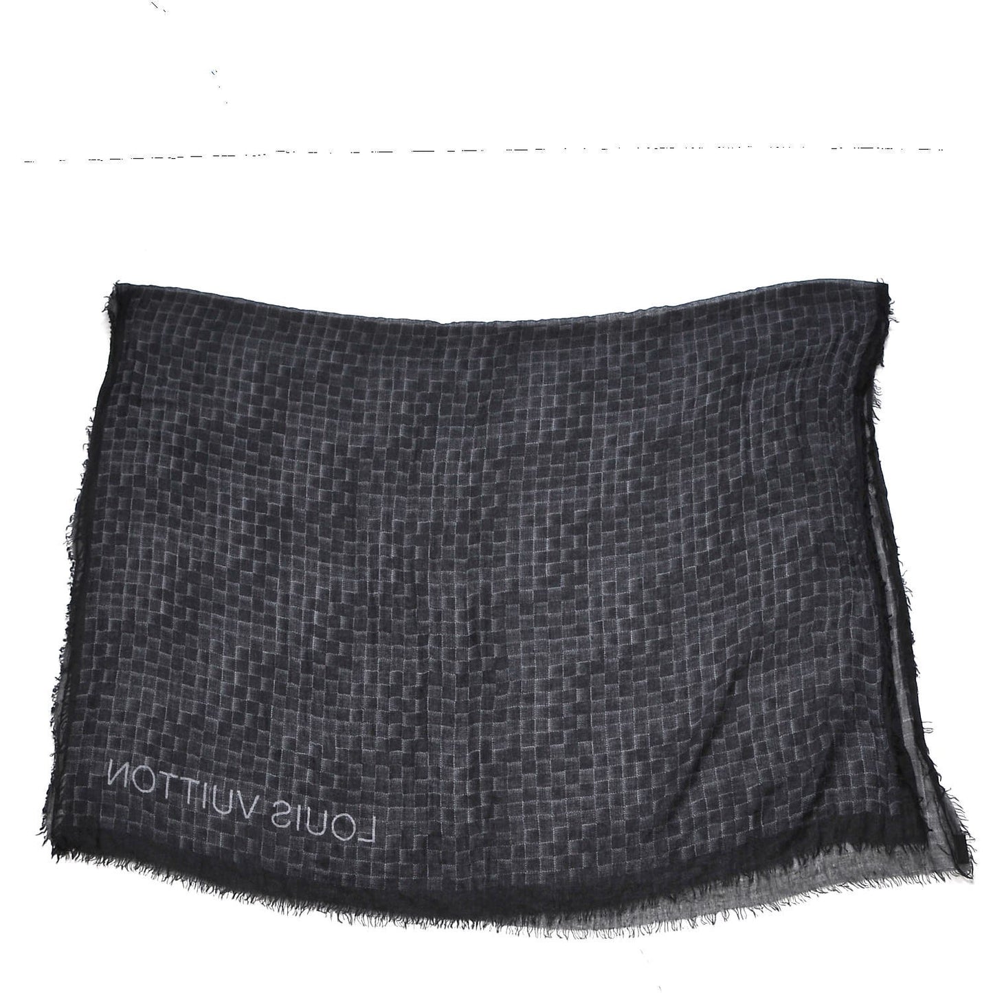 Cashmere Silk Etole Damier Stole Noir