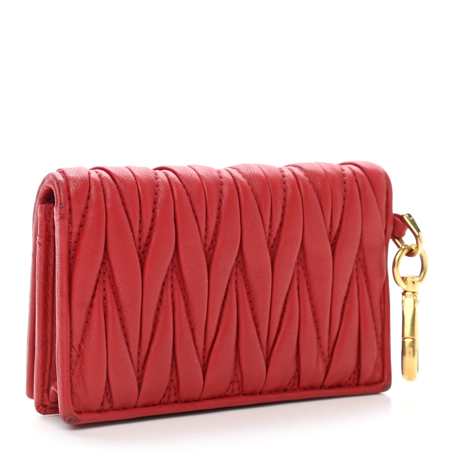 Nappa Matelasse Flap Card Holder Key Ring Fuoco