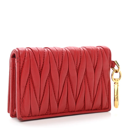 Miu Miu Nappa Matelasse Flap Card Holder Key Ring Fuoco 3 of 11