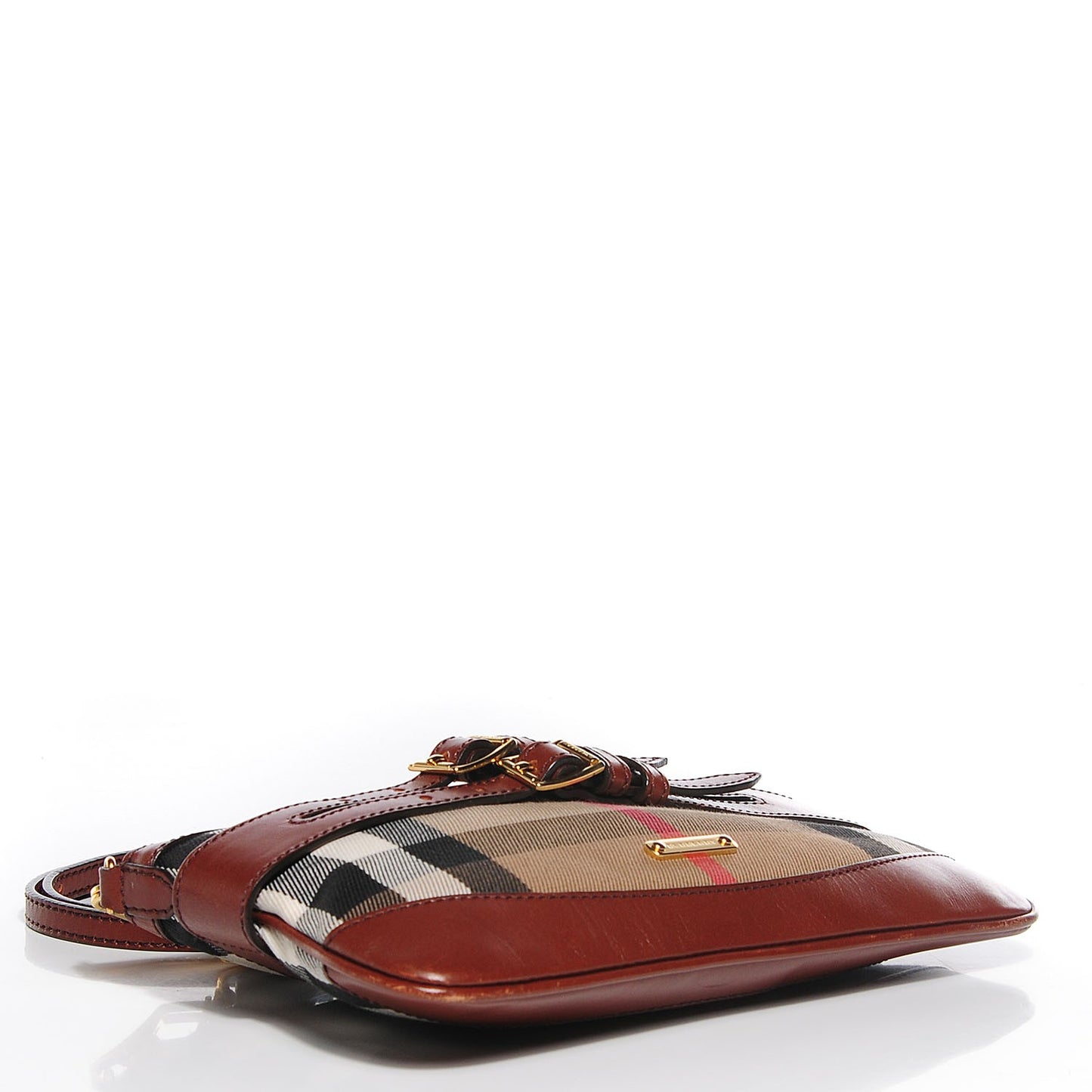 House Check Bridle Calfskin Peyton Crossbody Tan