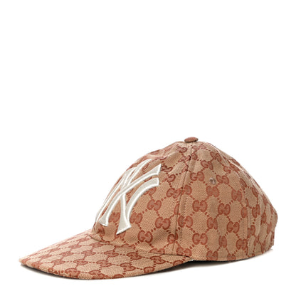 Gucci X MLB Monogram NY Yankees Baseball Hat 57-61 Beige Ruggine 2 of 10