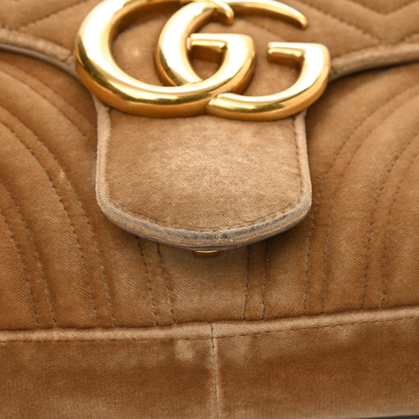 Velvet Matelasse Medium GG Marmont Shoulder Bag Taupe