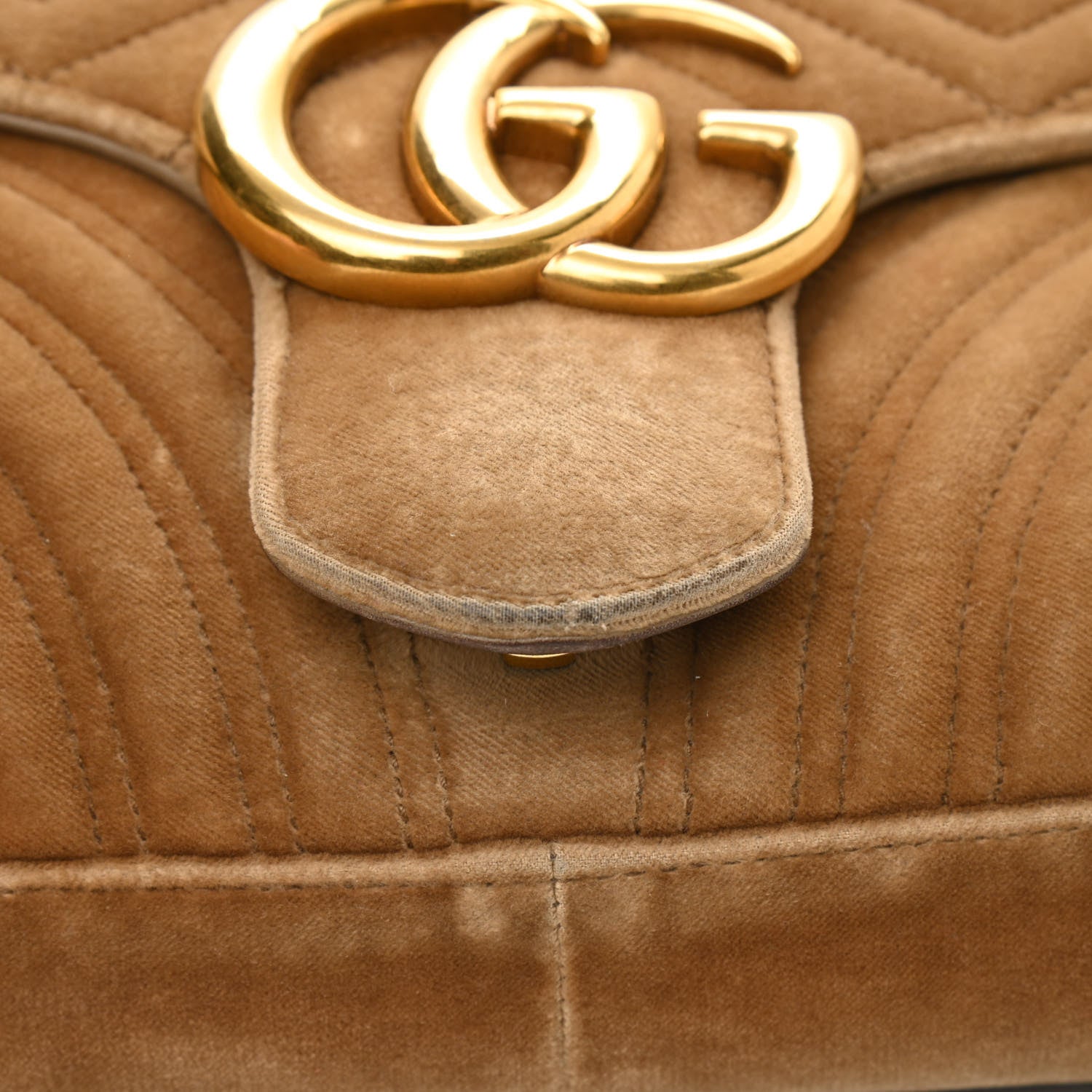 Gucci Velvet Matelasse Medium GG Marmont Shoulder Bag Taupe 8 of 12