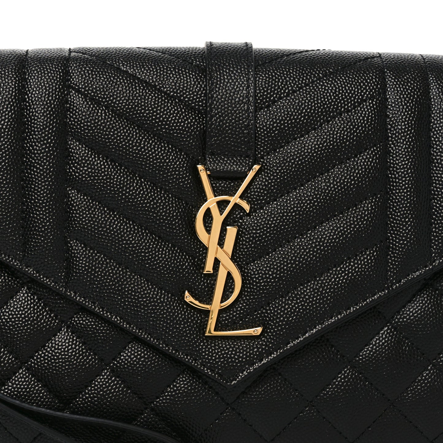 Grain De Poudre Textured Mixed Matelasse Triquilt Monogram Clutch Black