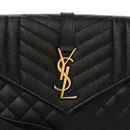 Saint Laurent Grain De Poudre Textured Mixed Matelasse Triquilt Monogram Clutch Black 7 of 10