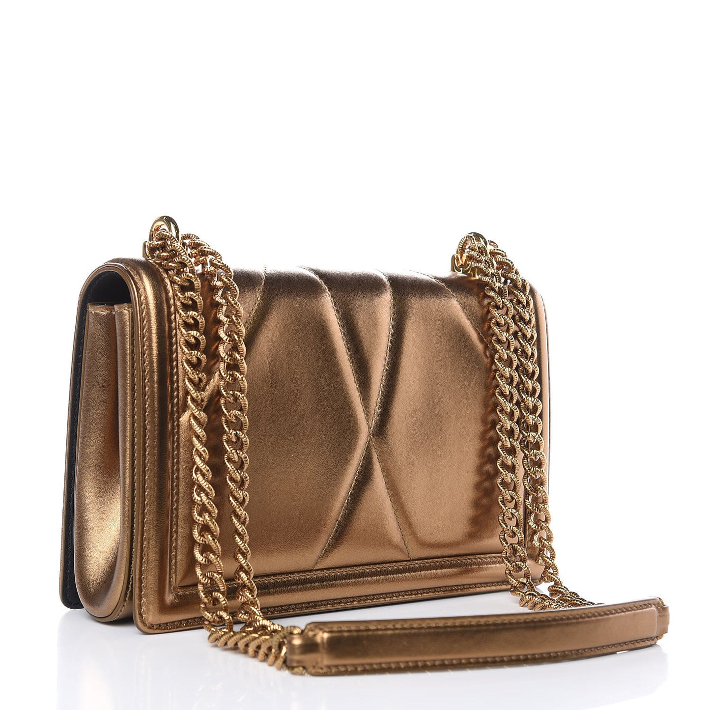 Metallic Calfskin Medium Devotion Crossbody Bag Gold