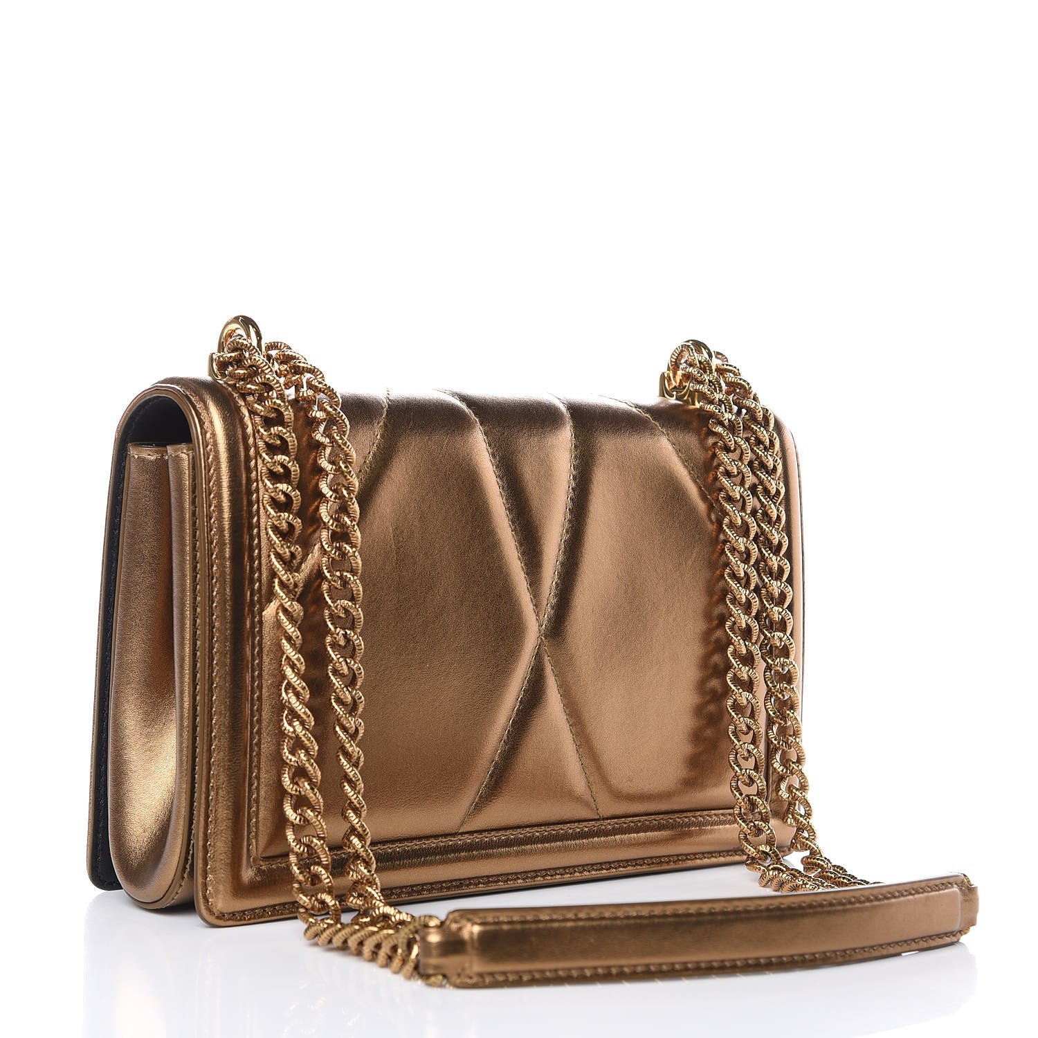 Dolce & Gabbana Metallic Calfskin Medium Devotion Crossbody Bag Gold 3 of 12