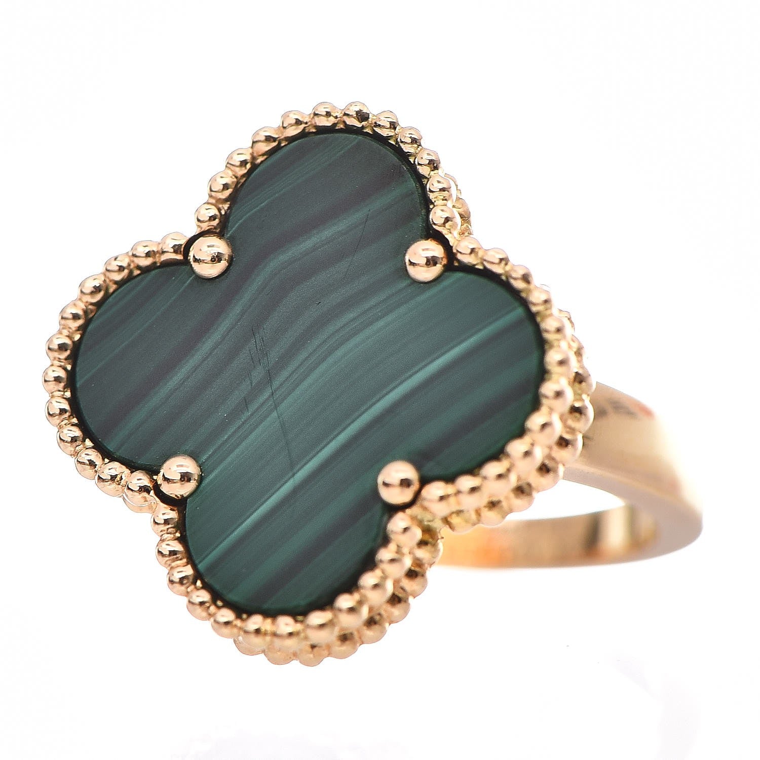 Van Cleef & Arpels 18K Yellow Gold Malachite Magic Alhambra Ring 53 6.25 4 of 9