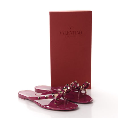 Valentino Garavani PVC Jelly Rockstud Bow Thong Sandals 41 Deep Cyclamin 9 of 9