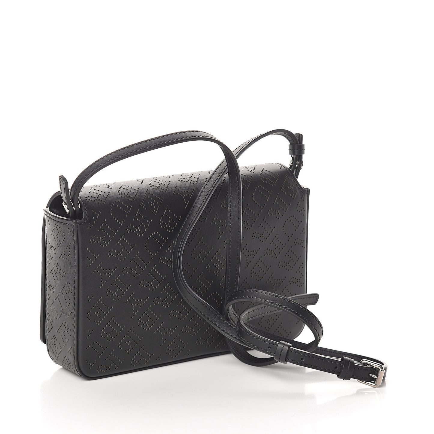 Calfskin Perforated Logo Hampshire Crossbody Black
