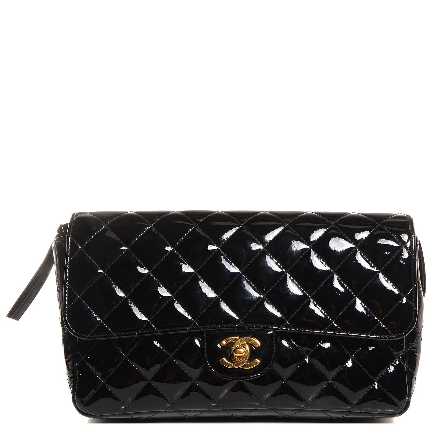 Patent Leather Flap Backpack Black