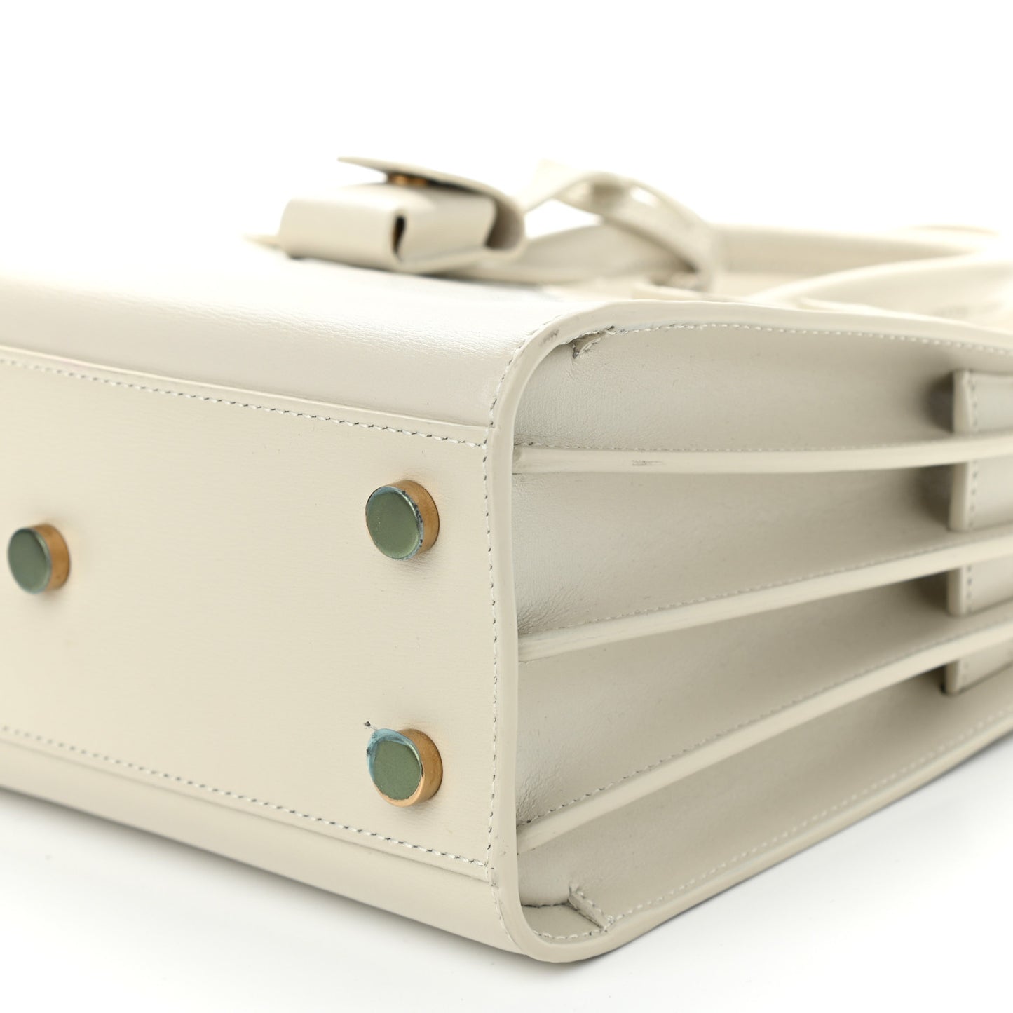 Grained Calfskin Nano Sac de Jour Pearl White