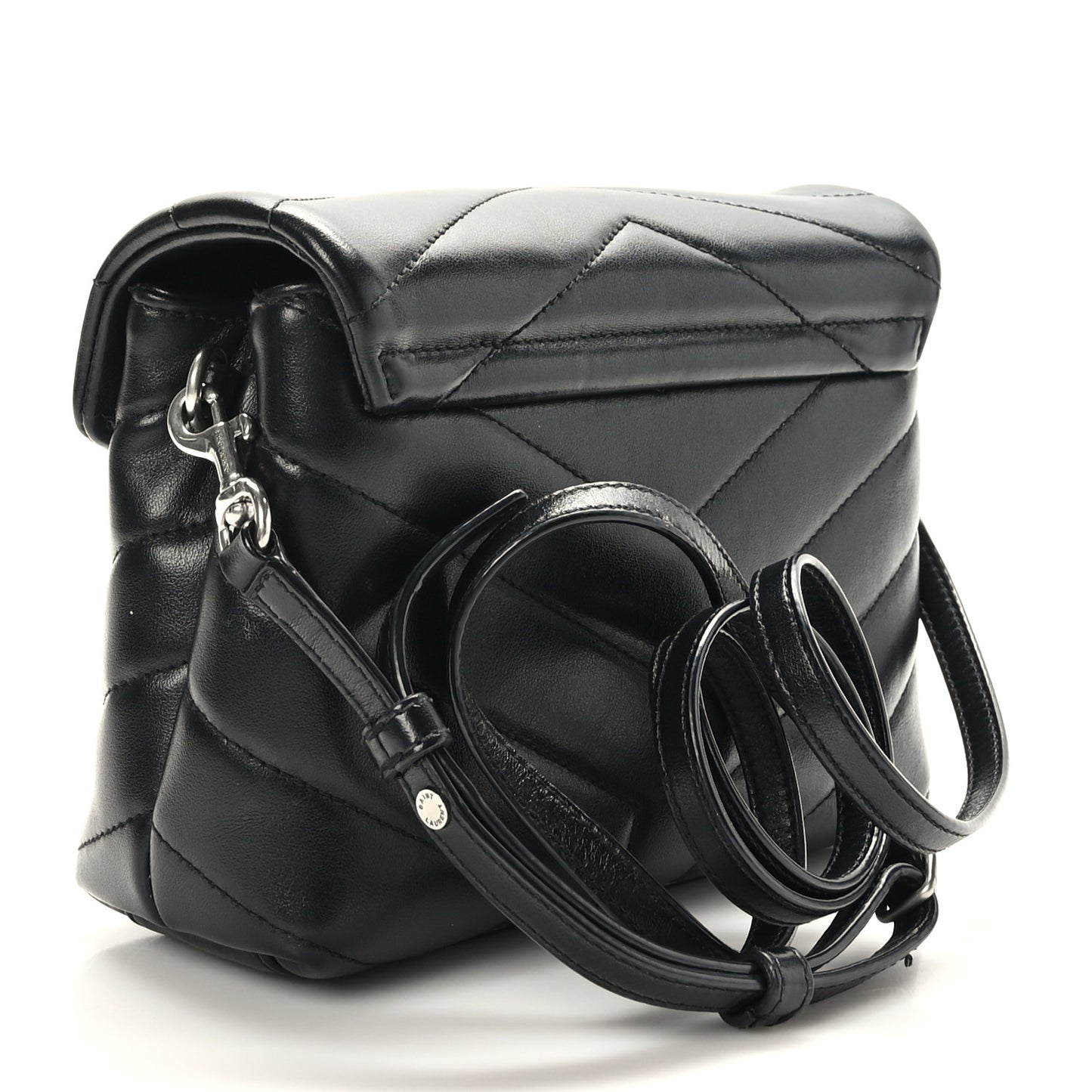 Calfskin Y Quilted Monogram Toy Loulou Crossbody Bag Black