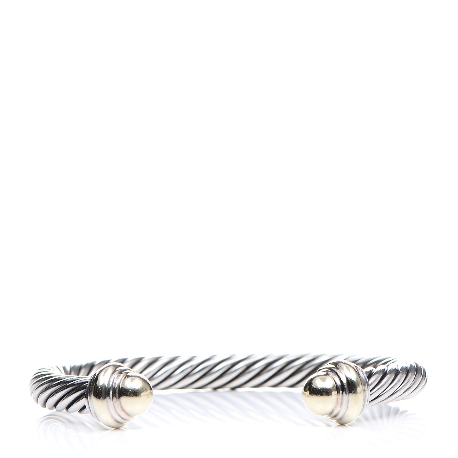 David Yurman Sterling Silver 14K Yellow Gold 7mm Cable Classics Bracelet 1 of 5