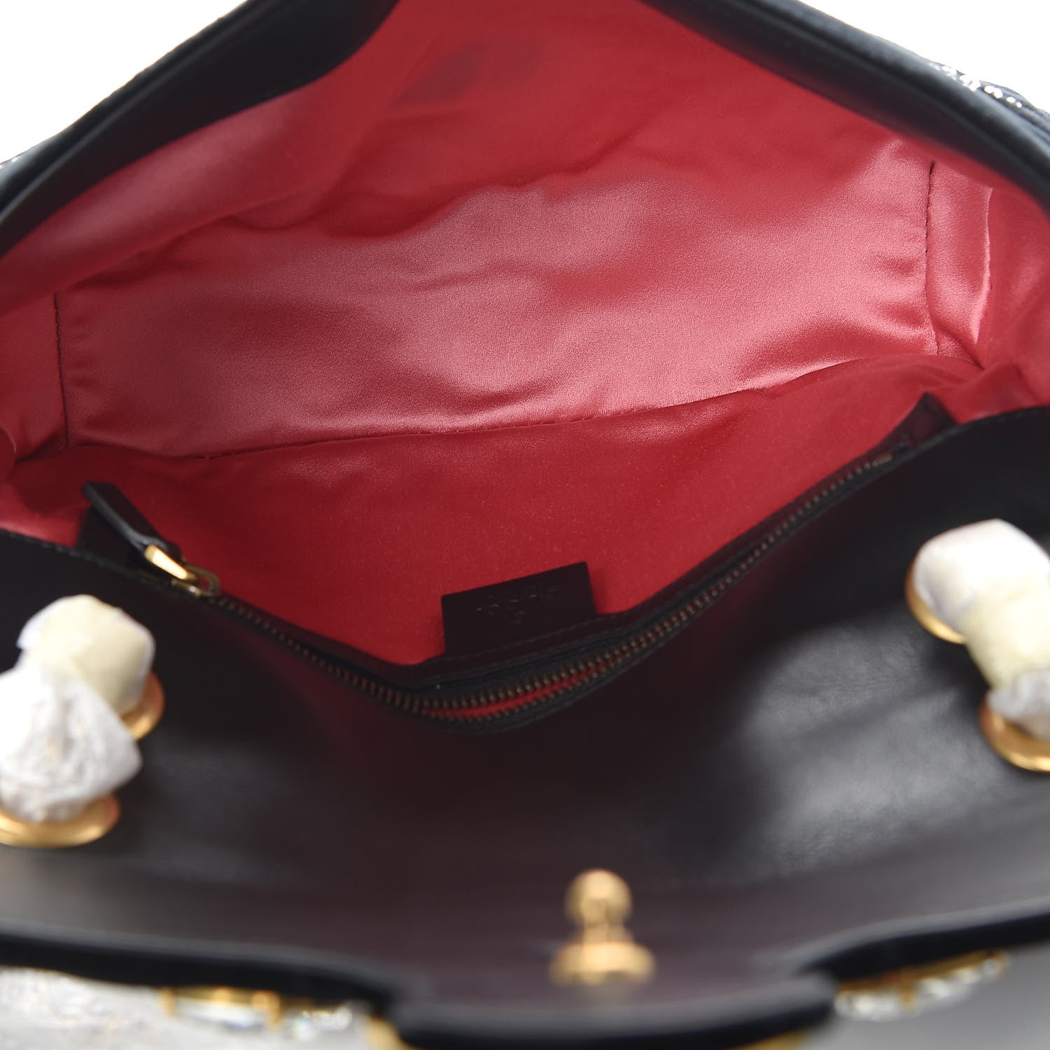 Gucci Velvet Matelasse Marquise Crystals Embroidered Small GG Marmont Shoulder Bag Black 5 of 9