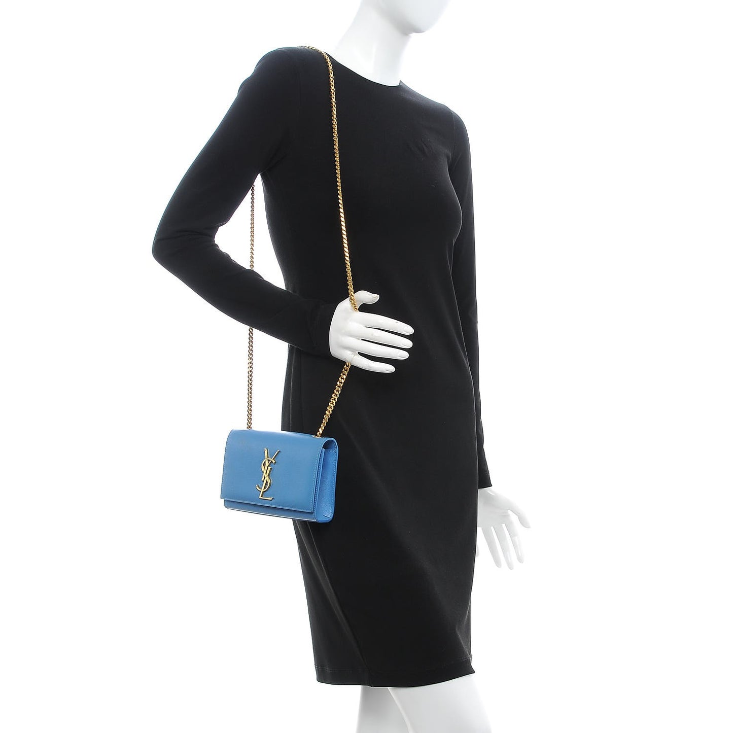 Grain De Poudre Small Classic Monogram Kate Satchel Blue Clair