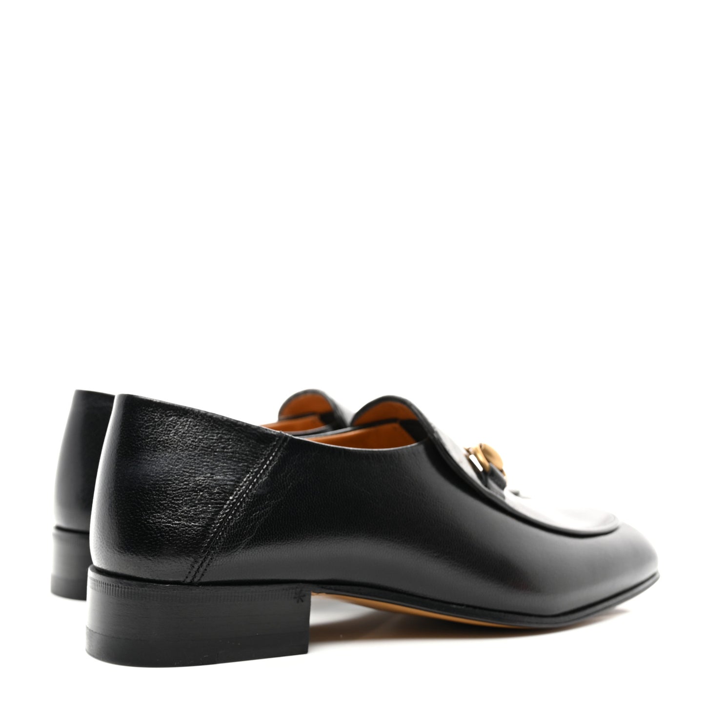 Goatskin Womens Horsebit Mid-Heel Loafers 36.5 Black