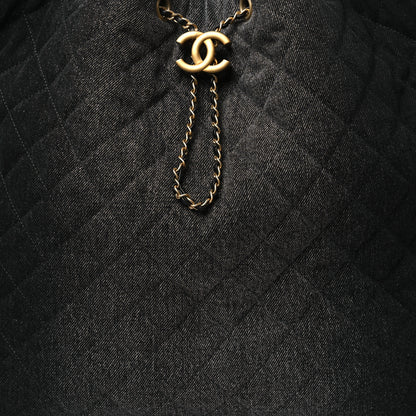 Chanel Washed Denim Quilted Medium Chanel 25 Handbag Black 9 of 11