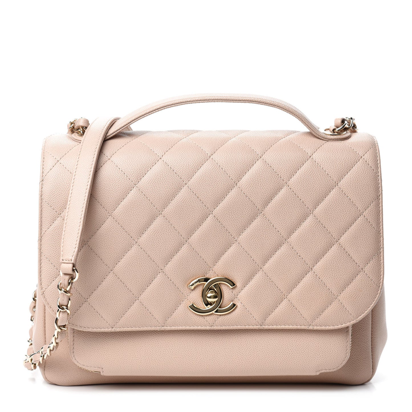Caviar Quilted Large Business Affinity Flap Beige