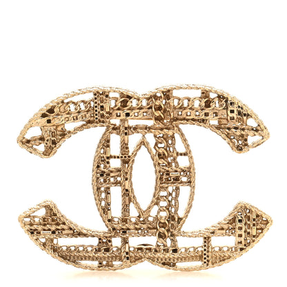 Chanel Metal CC Tweed Brooch Gold 1 of 4