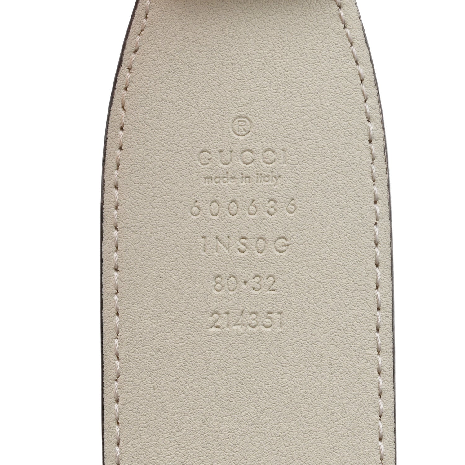 Gucci Efesto Leather Horsebit 25mm Belt 80 32 Mystic White 6 of 6