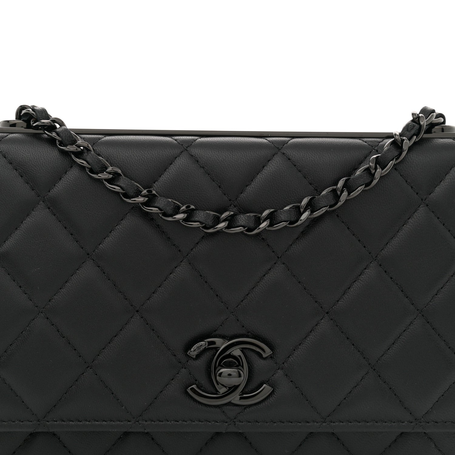 Chanel Lambskin Quilted Trendy CC Wallet On Chain WOC So Black 8 of 11