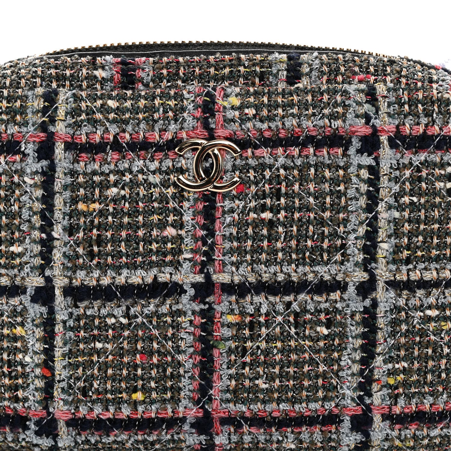 Chanel Tweed Lambskin Quilted Double Belt Bag Black 9 of 14