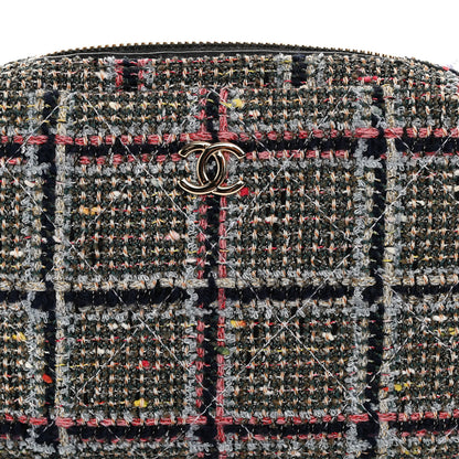 Chanel Tweed Lambskin Quilted Double Belt Bag Black 9 of 14