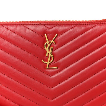 Saint Laurent Calfskin Matelasse Chevron Monogram A5 Wristlet Bandana Red 8 of 9