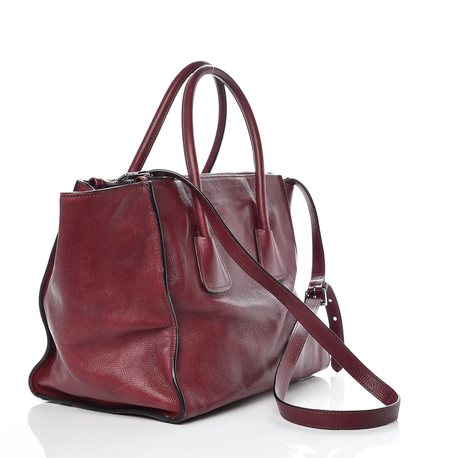 Prada Glace Calfskin Twin Pocket Tote Fuxia 3 of 22