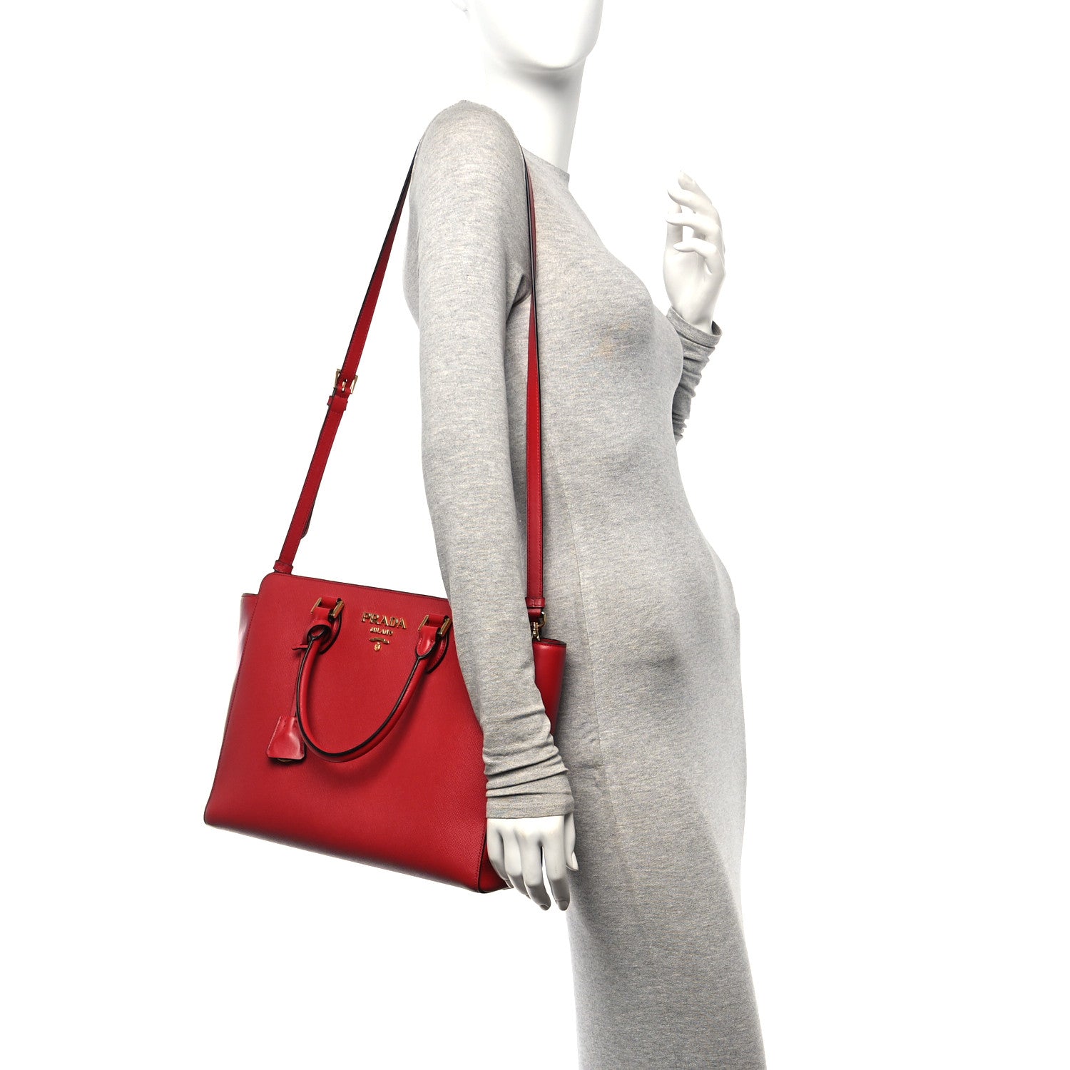 Prada Saffiano Soft Calfskin Tote Fuoco 2 of 9