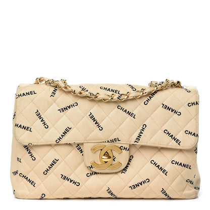 Chanel Canvas Quilted XL Jumbo Single Flap Beige 1 of 19