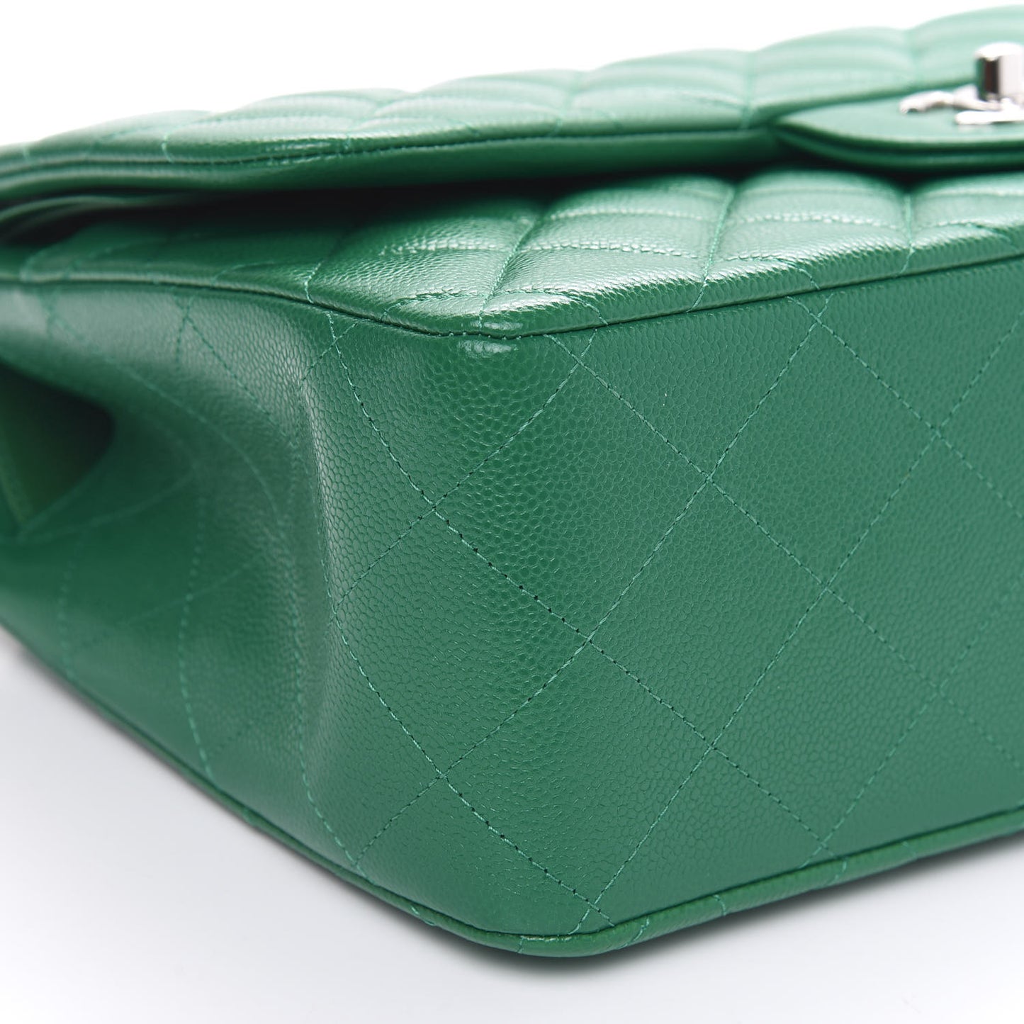Caviar Quilted Jumbo Double Flap Green