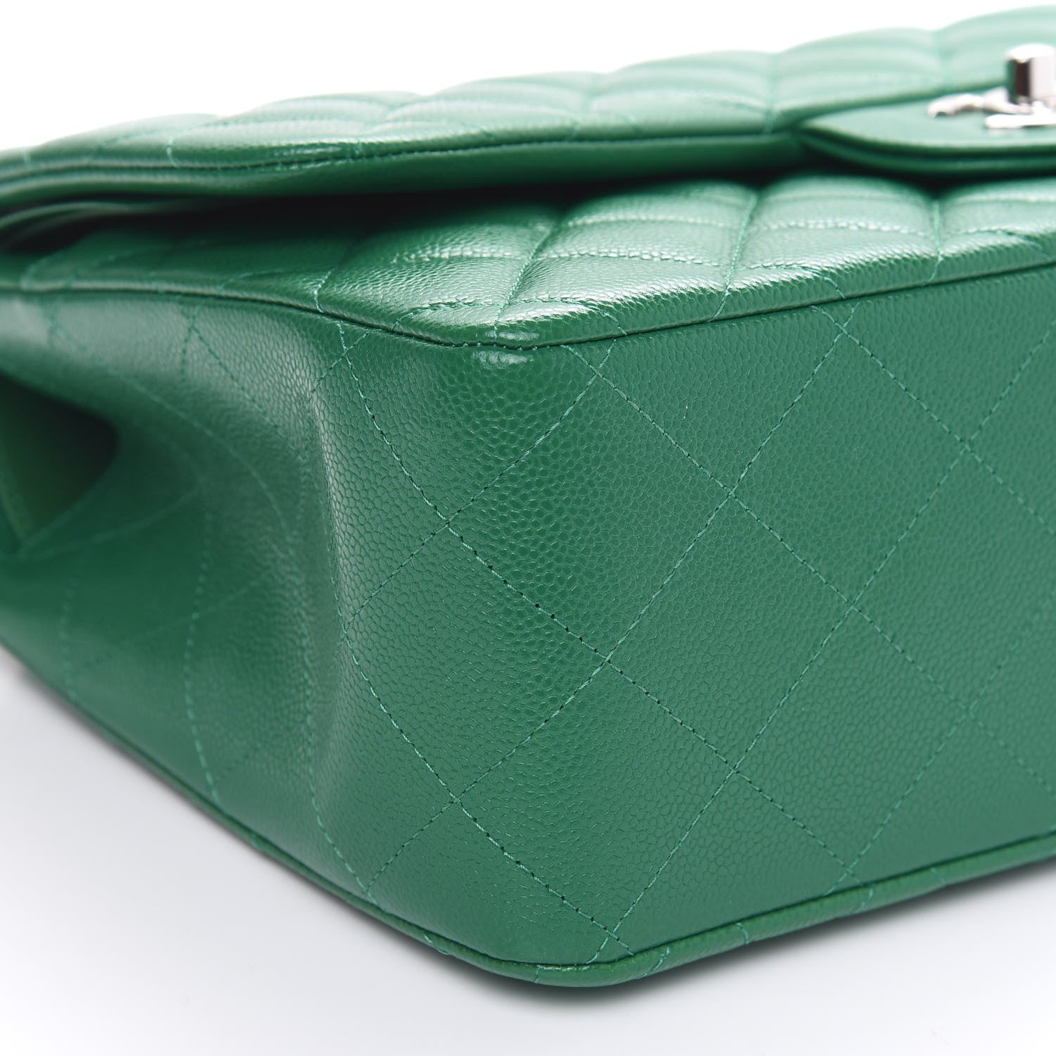 Chanel Caviar Quilted Jumbo Double Flap Green 9 of 11
