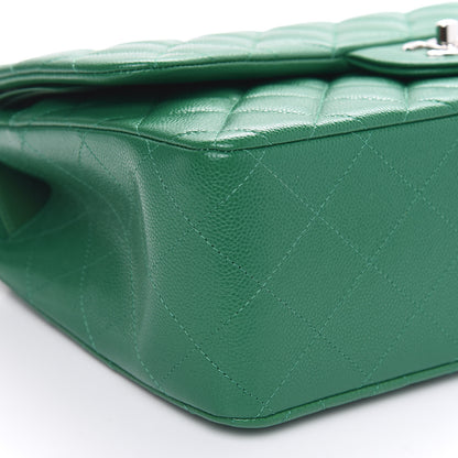 Chanel Caviar Quilted Jumbo Double Flap Green 9 of 11