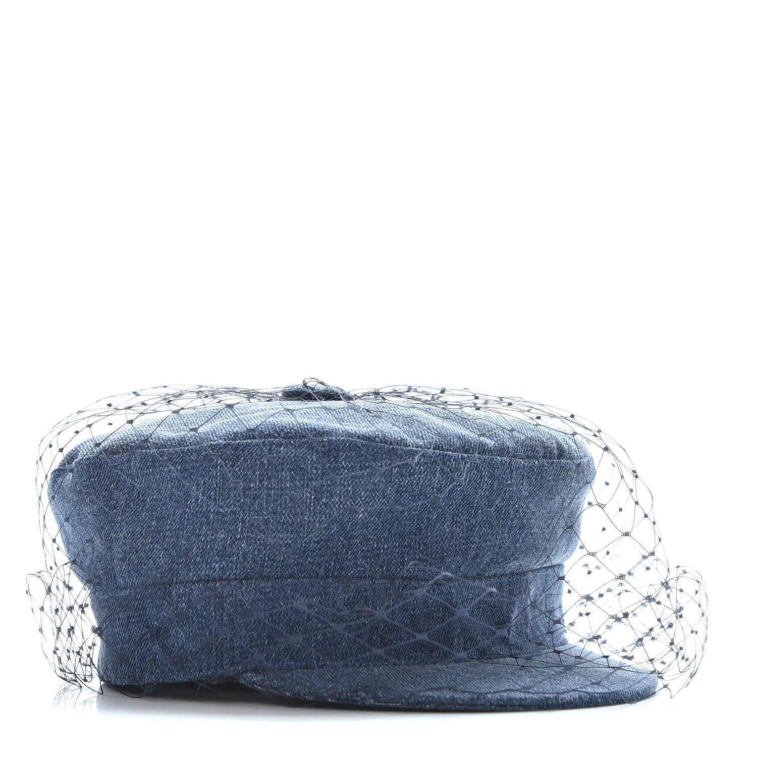 Christian Dior Denim Arty Cap with Veil 58 Blue 1 of 9