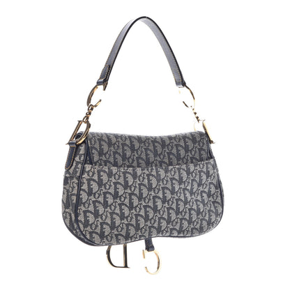 Christian Dior Monogram Double Saddle Bag Navy Blue 3 of 10