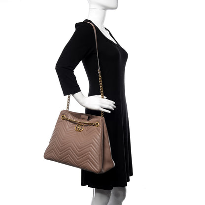 Gucci Calfskin Matelasse Medium GG Marmont Shoulder Tote Bag Porcelain Rose 2 of 13