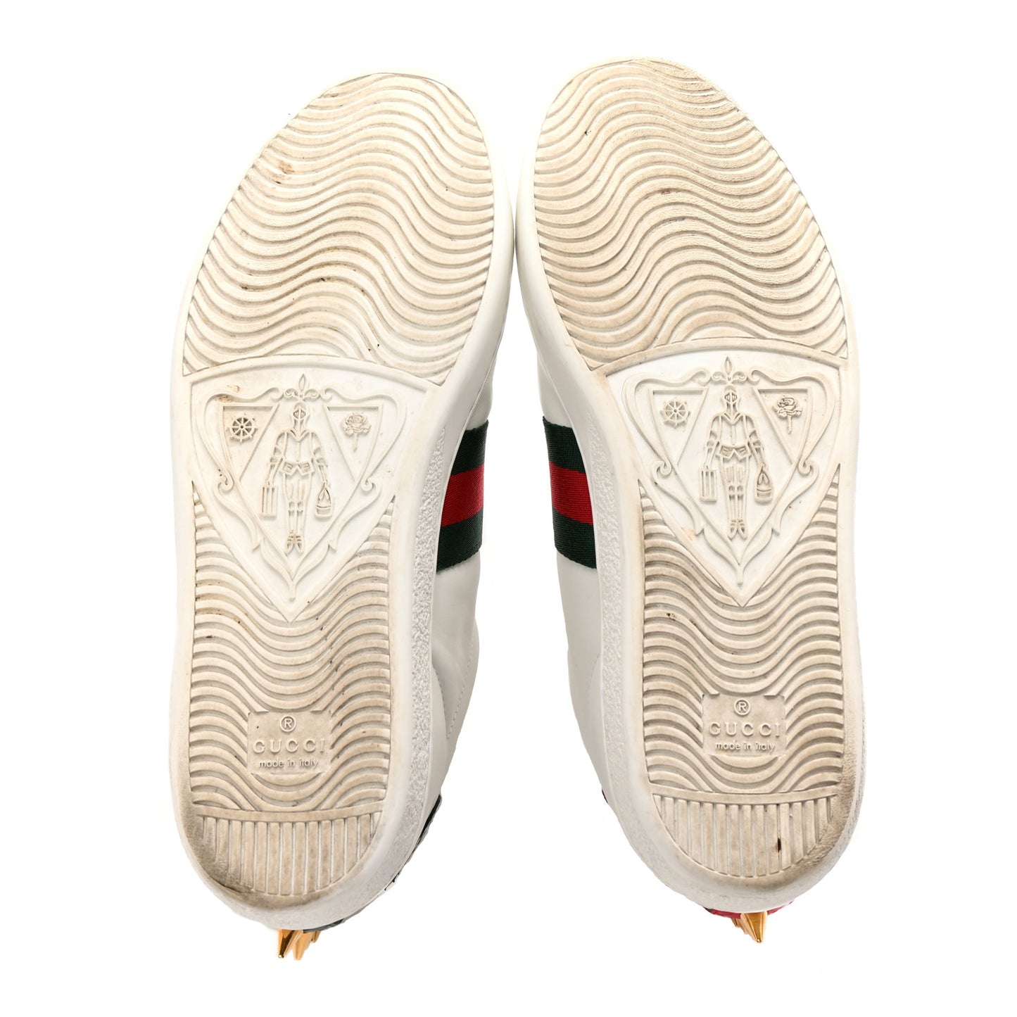 Calfskin Web Pearl Studded Womens Ace Sneakers 38.5 White